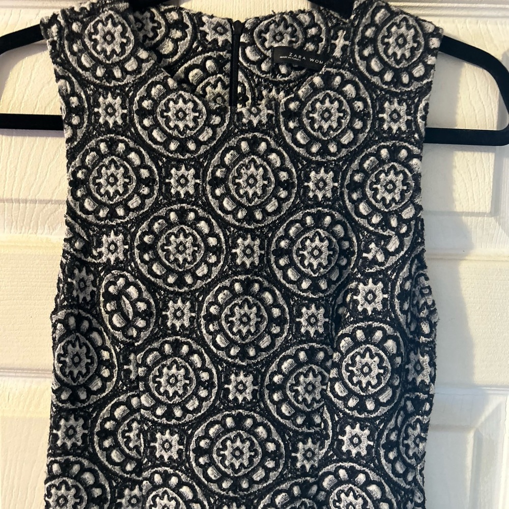 Zara Woman Geometric Floral Sleeveless Skater Dress size medium - Picture 5 of 10